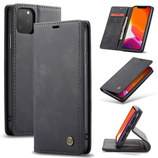 CASEME 013 Series Auto-absorbed Leather Wallet Case for iPhone 11 Pro 5.8-inch (2019) - Black - 1