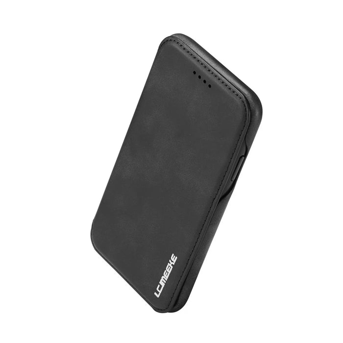 LC.IMEEKE for iPhone 11 6.1 inch (2019) Retro Style Leather Card Holder Phone Casing - Black - 4