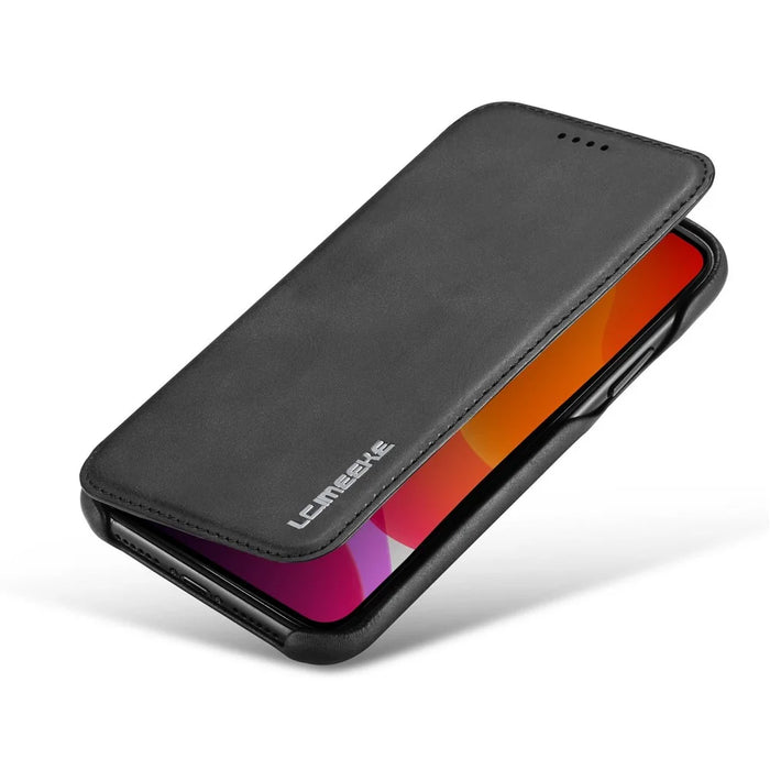 LC.IMEEKE for iPhone 11 6.1 inch (2019) Retro Style Leather Card Holder Phone Casing - Black - 7