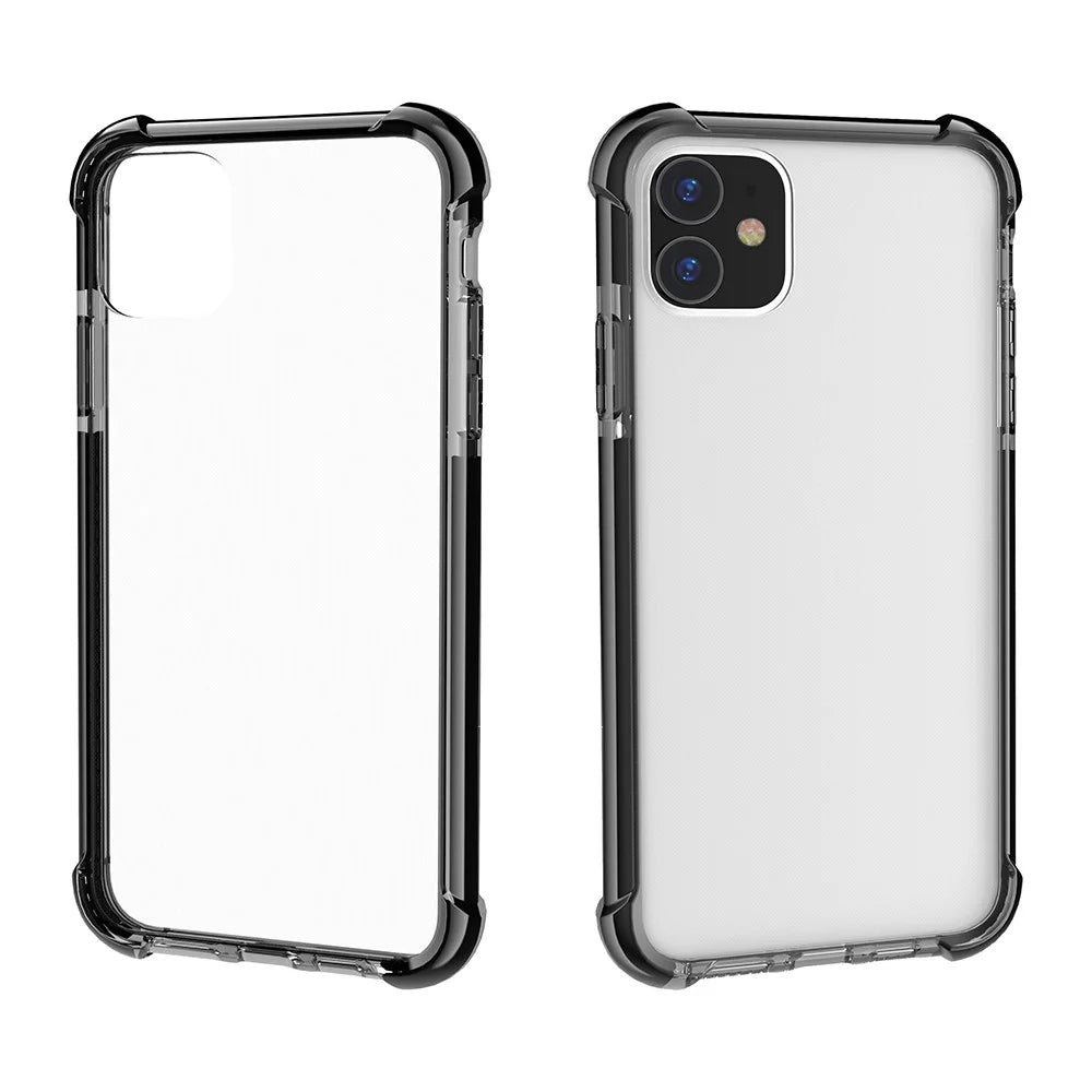 For iPhone 11 6.1 inch Clear Anti-Yellow Shock Absorption Acrylic Protective Phone Case - Black - 6