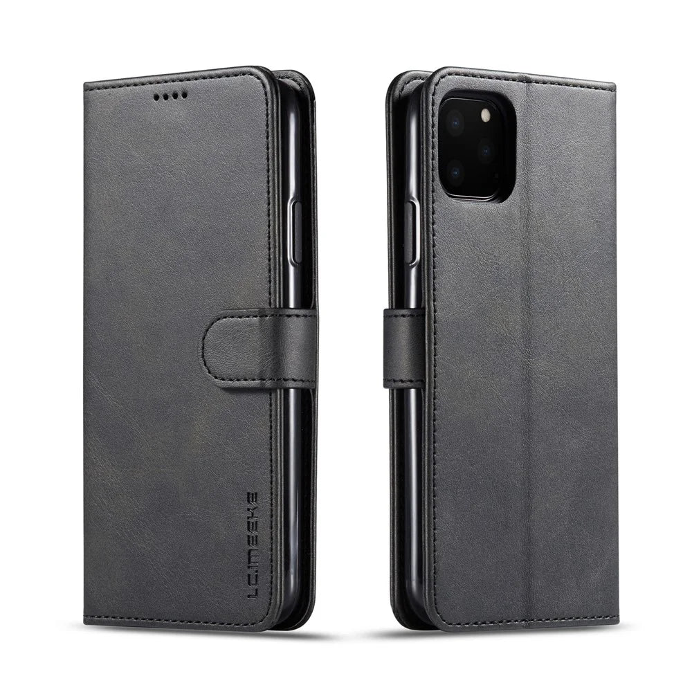 LC.imeeke PU Leather Protective Flip Wallet Case for iPhone 11 Pro 5.8-inch (2019) - Black - 1