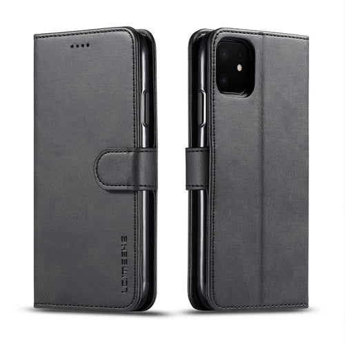 LC.imeeke PU Leather Protective Flip Wallet Case for iPhone 11 6.1-inch (2019) with Adjustable Foldable Stand Design - Black - 1