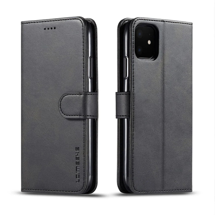 LC.imeeke PU Leather Protective Flip Wallet Case for iPhone 11 6.1-inch (2019) with Adjustable Foldable Stand Design - Black - 1
