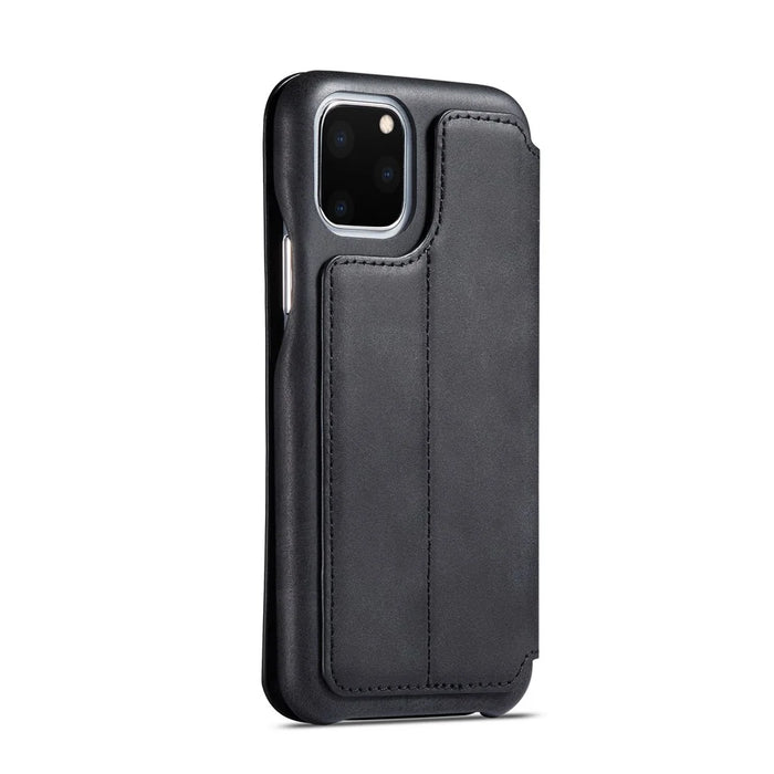 LC.IMEEKE Retro Style Leather Phone Shell with Card Holder for iPhone 11 Pro 5.8-inch (2019) -  Black - 3