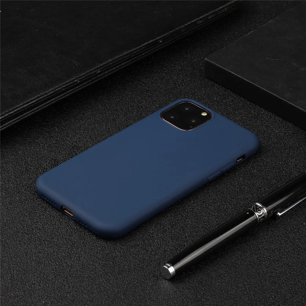 Pure Color Soft TPU Phone Back Case Protective Shell for iPhone 11 6.1 inch - Dark Blue - 4