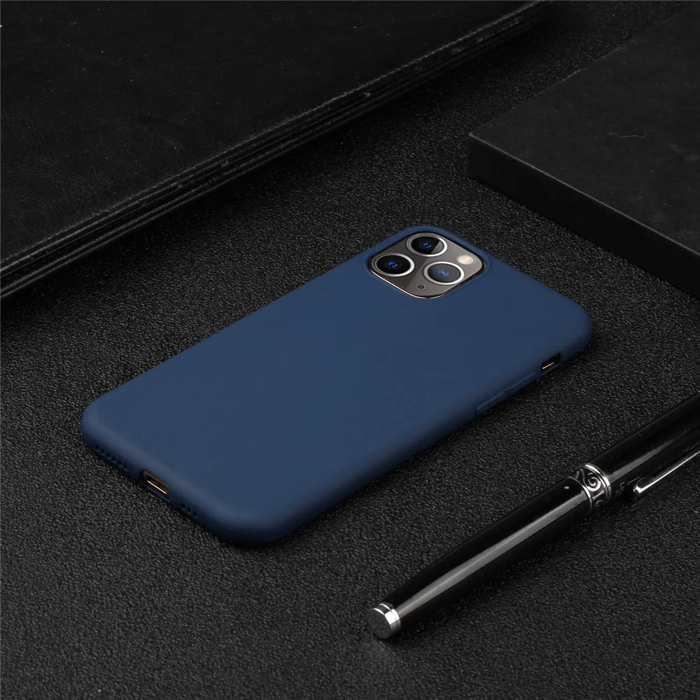 Pure Color Back Cover Soft TPU Phone Case for iPhone 11 Pro Max 6.5 inch - Dark Blue - 4