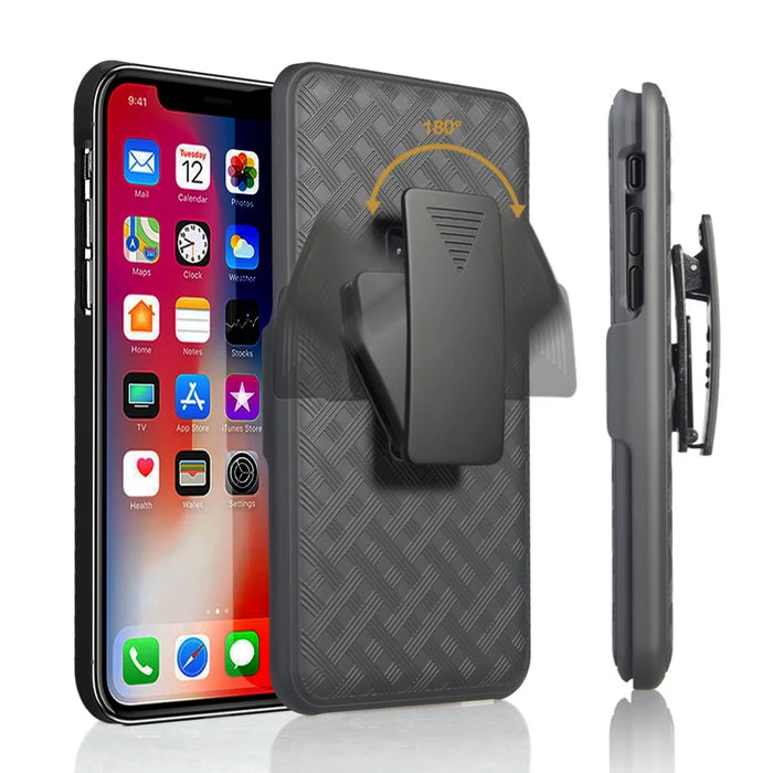 Braided Pattern PC Belt Clip Kickstand Phone Casing for iPhone 11 6.1 inch (2019) - 2