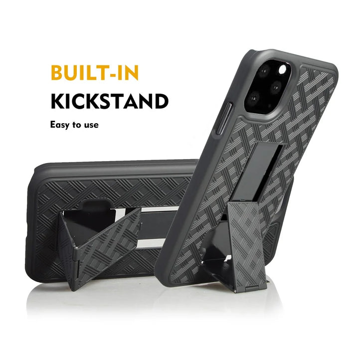 Braided Pattern PC Belt Clip Kickstand Phone Casing for iPhone 11 6.1 inch (2019) - 3