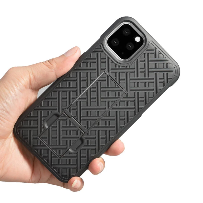 Braided Pattern PC Belt Clip Kickstand Phone Casing for iPhone 11 6.1 inch (2019) - 4