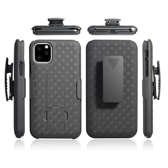 Braided Pattern PC Belt Clip Kickstand Phone Casing for iPhone 11 6.1 inch (2019) - 6