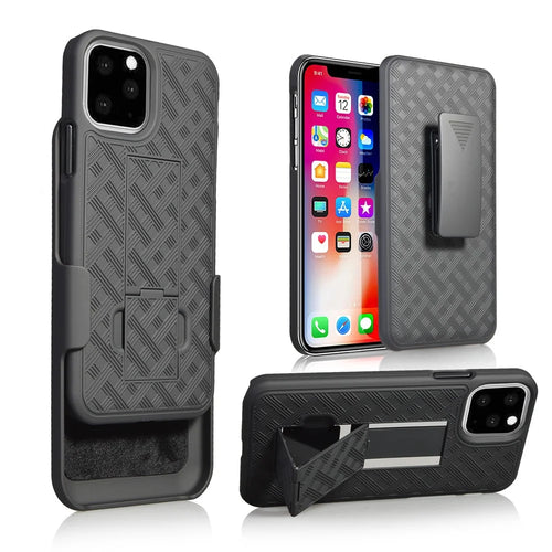 Braided Pattern Belt Clip Kickstand PC Phone Shell for iPhone 11 Pro 5.8 inch (2019) - 1