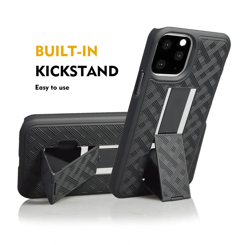 Braided Pattern Belt Clip Kickstand PC Phone Shell for iPhone 11 Pro 5.8 inch (2019) - 3