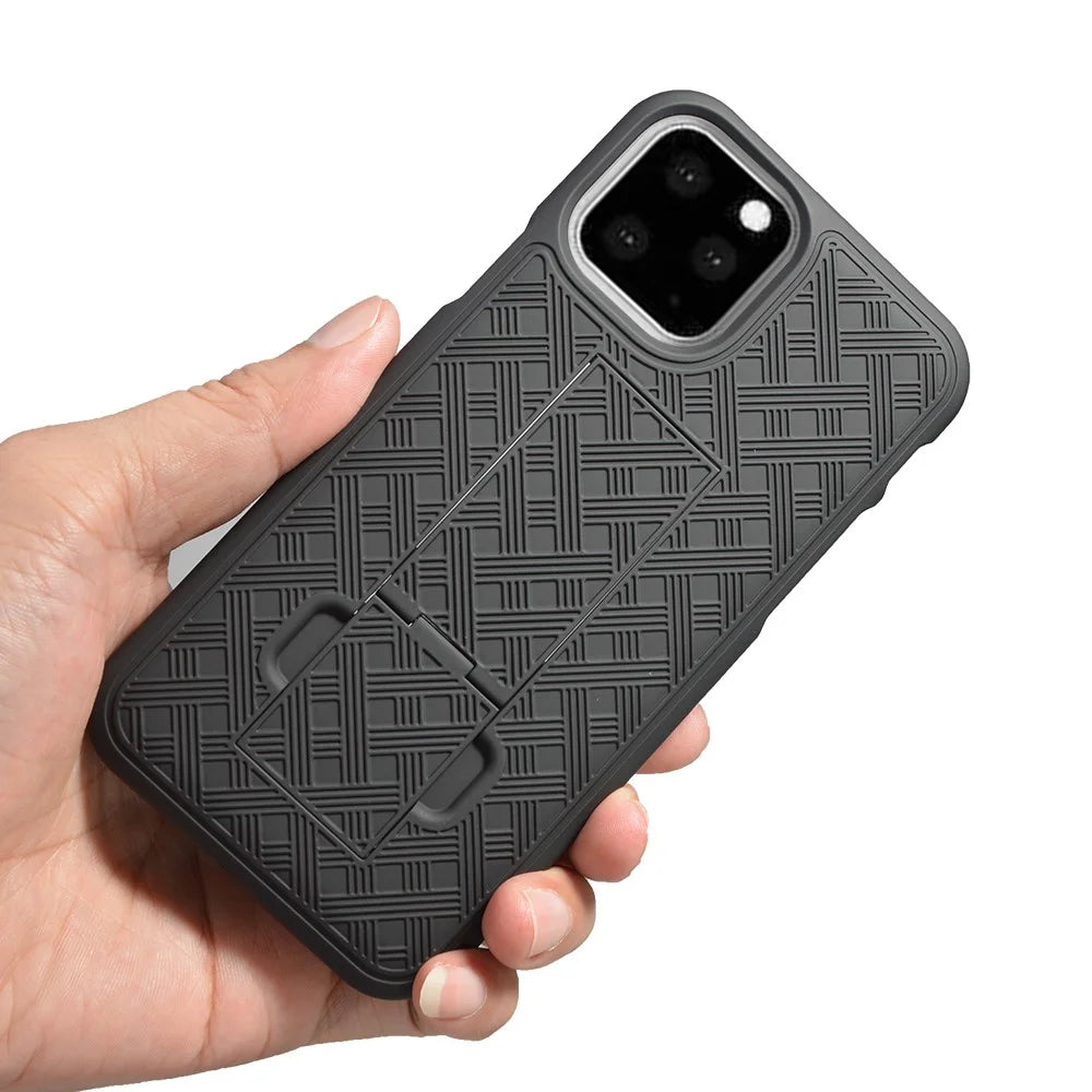 Braided Pattern Belt Clip Kickstand PC Phone Shell for iPhone 11 Pro 5.8 inch (2019) - 4