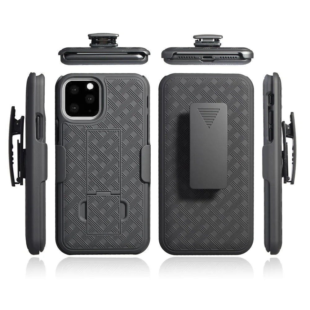Braided Pattern Belt Clip Kickstand PC Phone Shell for iPhone 11 Pro 5.8 inch (2019) - 6