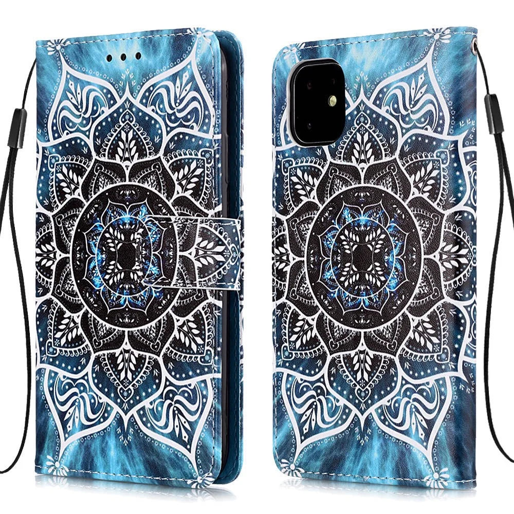 Pattern Printing PU Leather Flip Stand Case for iPhone 11 6.1 inch (2019) - Mandala Flower - 3