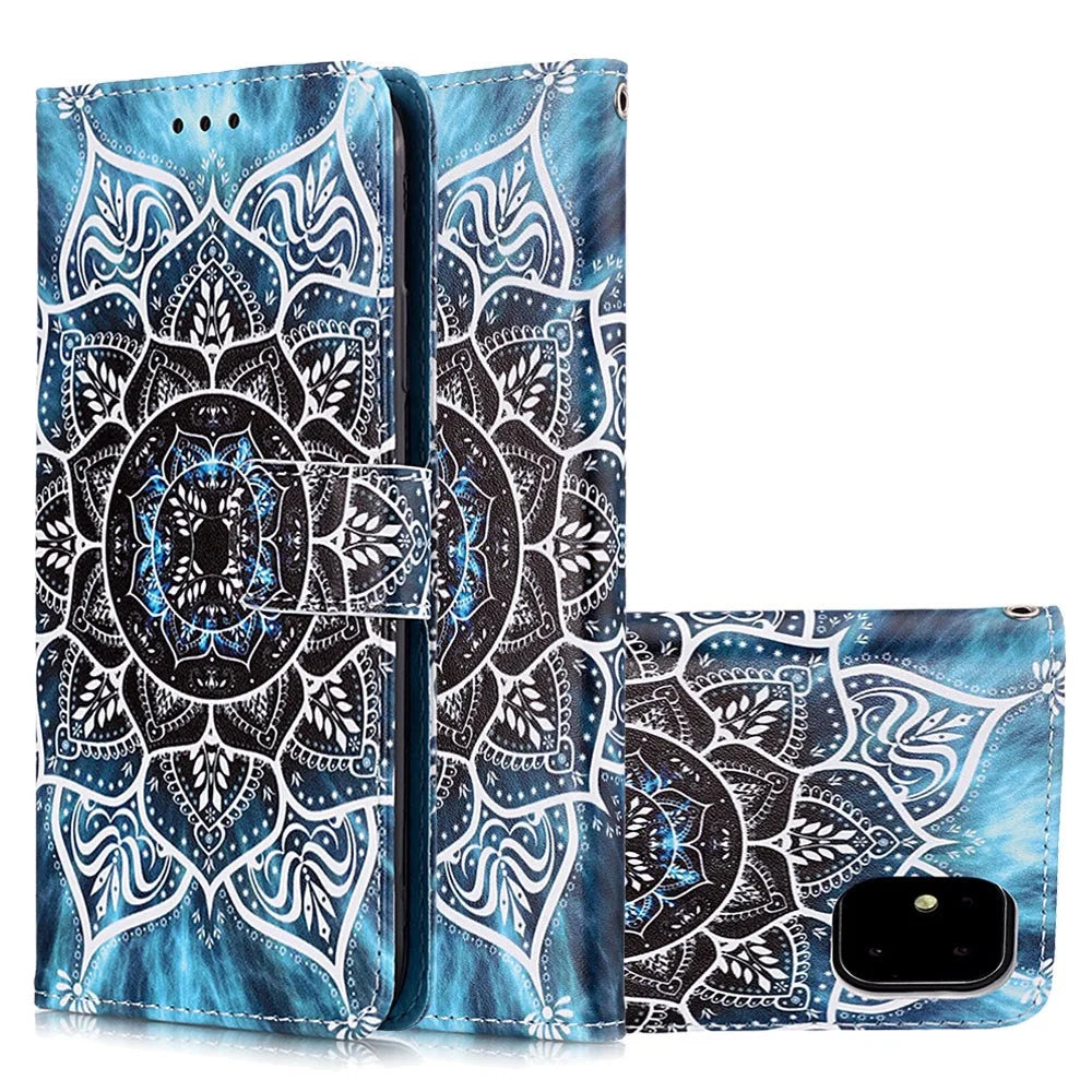 Pattern Printing PU Leather Flip Stand Case for iPhone 11 6.1 inch (2019) - Mandala Flower - 5