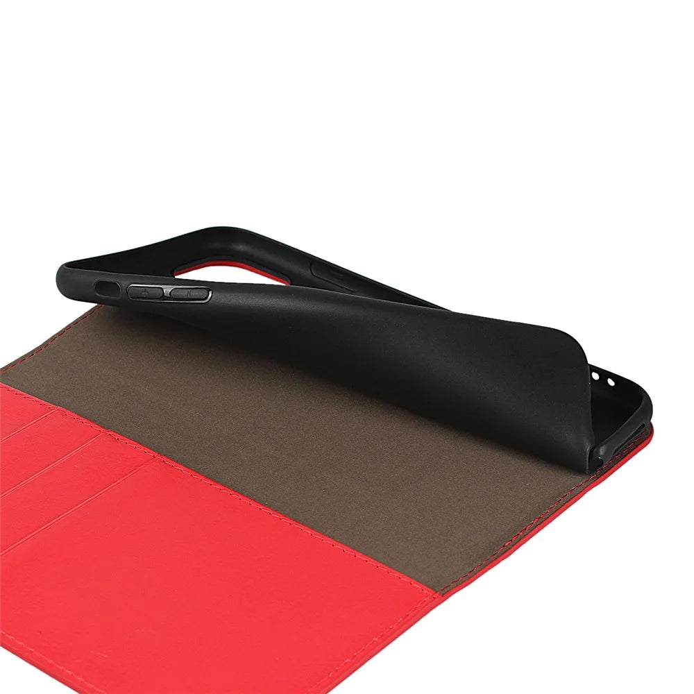 Crazy Horse Genuine Leather Case with Wallet Stand for iPhone 11 Pro Max 6.5 inch - Red - 6