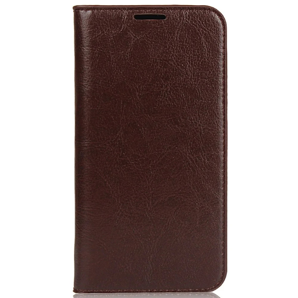 For iPhone 11 6.1 inch Crazy Horse Skin Genuine Leather Case Shockproof TPU Stand Wallet Flip Folio Cover - Coffee - 2