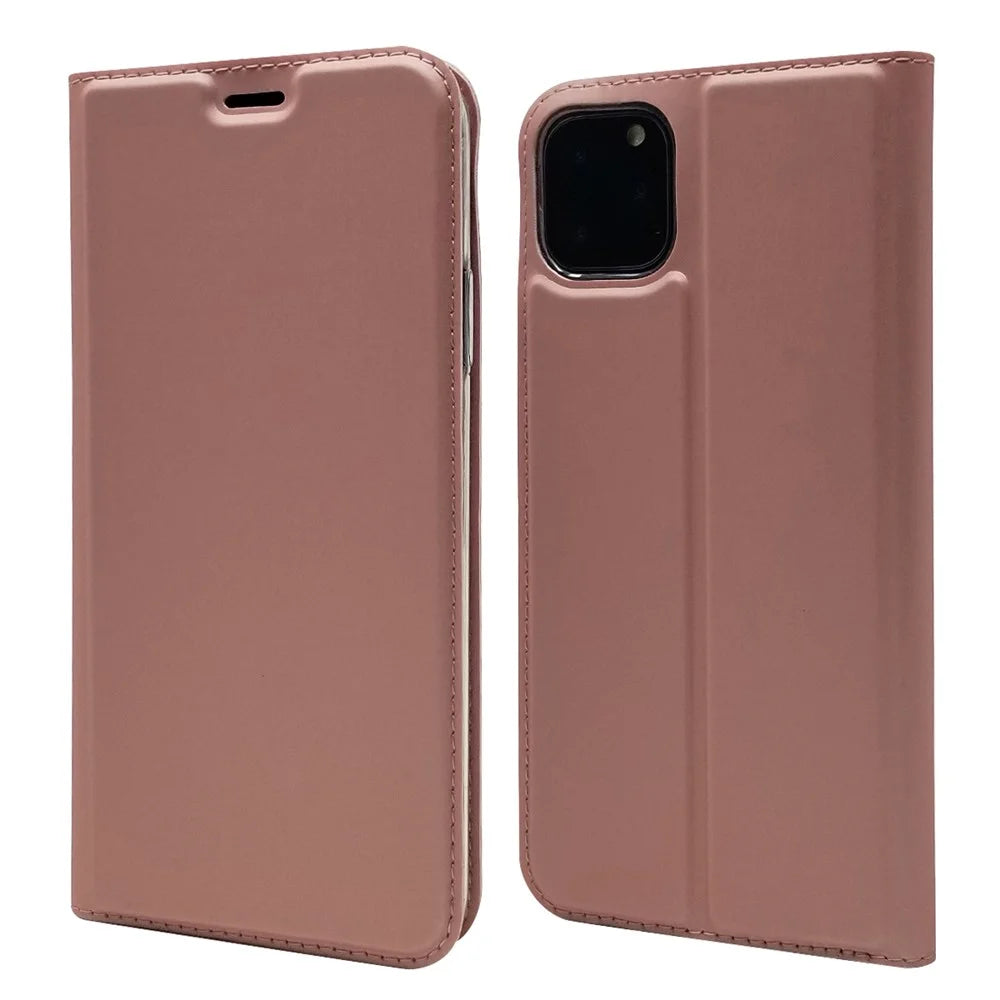 Magnetic Adsorption Leather with Card Slot Case for iPhone 11 Pro 5.8 inch - Rose Gold - 1