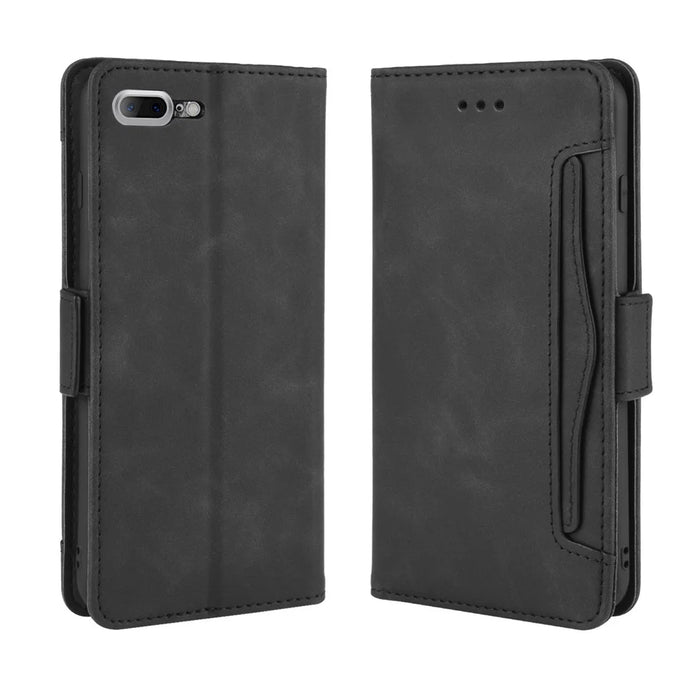 Wallet Stand Flip Leather Case with Multiple Card Slots for iPhone 8 Plus/7 Plus 5.5 inch - Black - 2