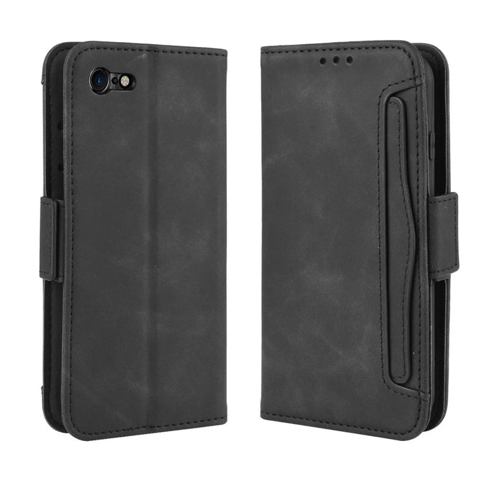 Leather Phone Cover Casing with Card Slots Protective Case for iPhone SE (2020)/SE (2022)8/7 4.7 inch - Black - 2