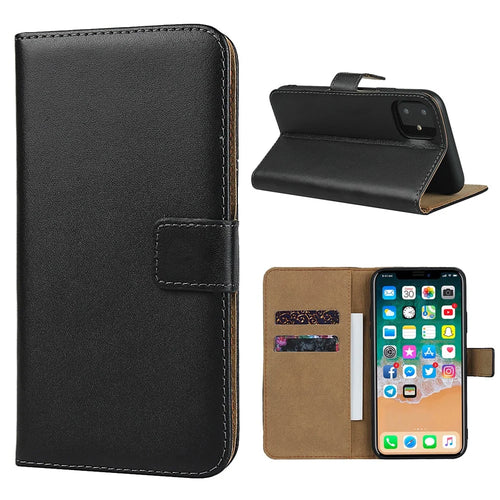 Genuine Leather Wallet Stand Phone Cover for iPhone 11 Pro 5.8-inch - 1