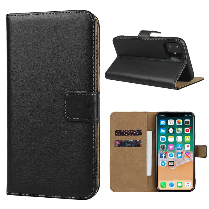 Genuine Leather Wallet Stand Phone Cover for iPhone 11 Pro 5.8-inch - 1