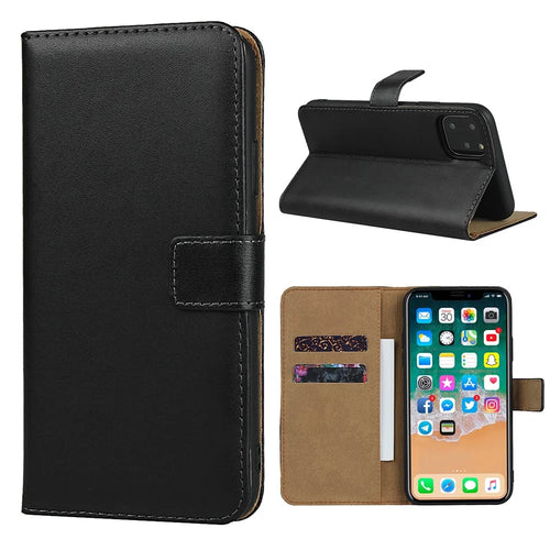 Genuine Leather Wallet Stand Phone Cover for iPhone 11 Pro Max 6.5-inch - 1