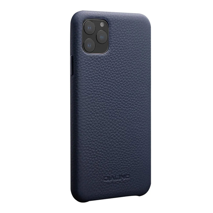 QIALINO for iPhone 11 Pro Max 6.5-inch Case Genuine Leather Litchi Texture Phone Back Cover - Dark Blue - 3