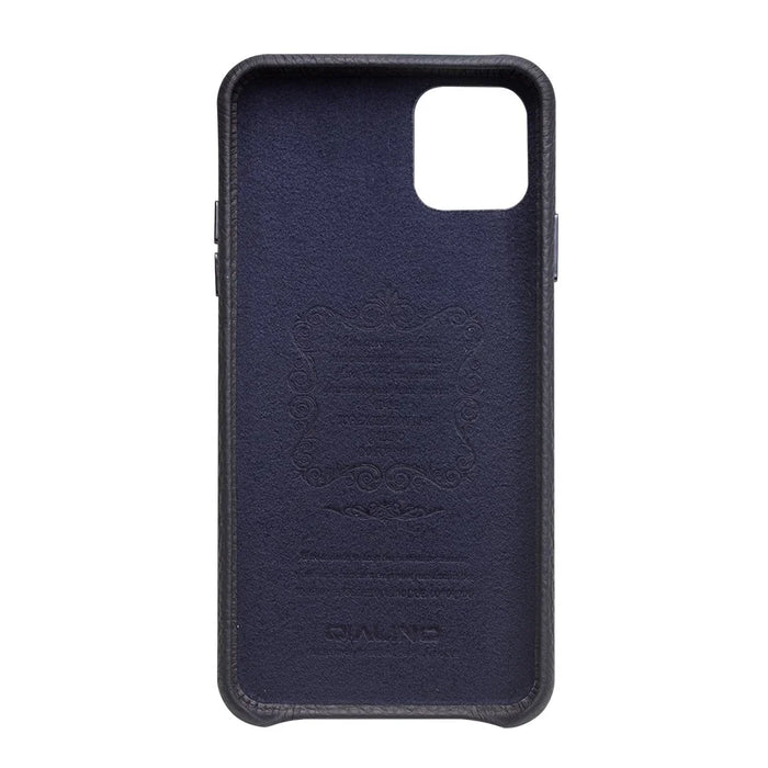 QIALINO for iPhone 11 Pro Max 6.5-inch Case Genuine Leather Litchi Texture Phone Back Cover - Dark Blue - 4