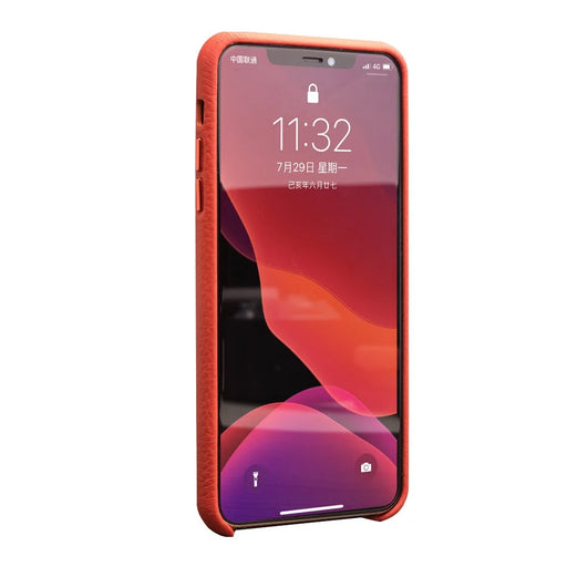 QIALINO for iPhone 11 Pro 5.8 inch Case Litchi Texture Genuine Leather Phone Back Cover - Orange - 2