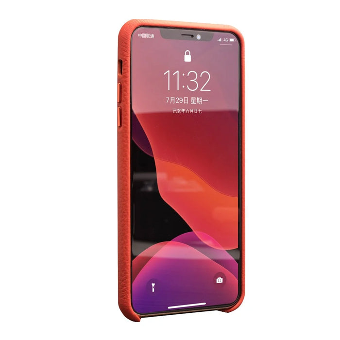 QIALINO for iPhone 11 Pro 5.8 inch Case Litchi Texture Genuine Leather Phone Back Cover - Orange - 2