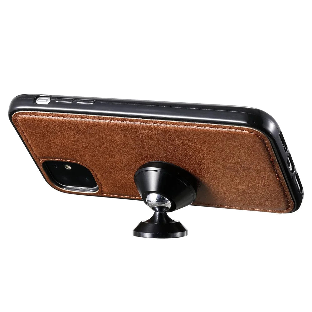 For iPhone 11 Case 2 in 1 Detachable Magnetic Leather Wallet Mobile Cover with Strap - Brown - 4