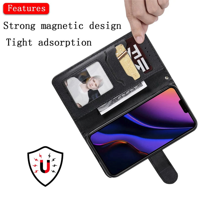 For iPhone 11 Pro Case 2 in 1 Detachable Magnetic Leather Wallet Mobile Cover with Strap - Black - 3