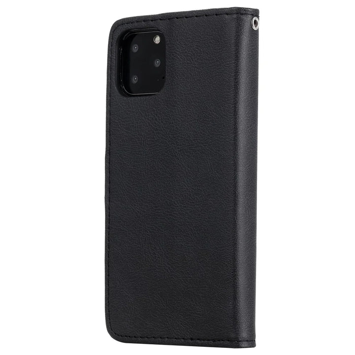 For iPhone 11 Pro Case 2 in 1 Detachable Magnetic Leather Wallet Mobile Cover with Strap - Black - 5