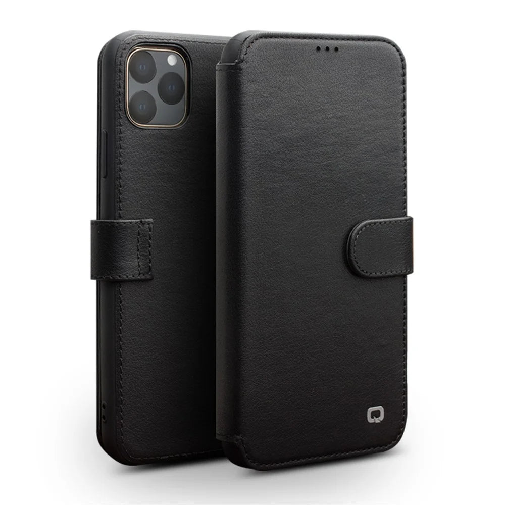 QIALINO Leather Wallet Phone Cover Case for iPhone 11 Pro 5.8-inch - Black - 1