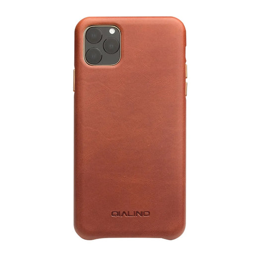 QIALINO for iPhone 11 Pro Genuine Cowhide Leather Phone Back Case Cell Phone Accessory - Brown - 2