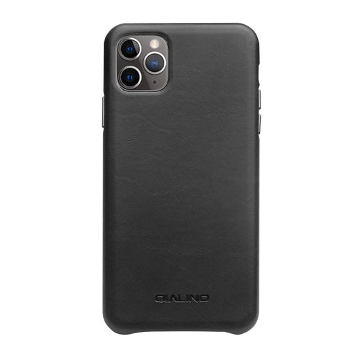 QIALINO for iPhone 11 Pro Max 6.5-inch Case Genuine Leather Phone Back Cover - Black - 2