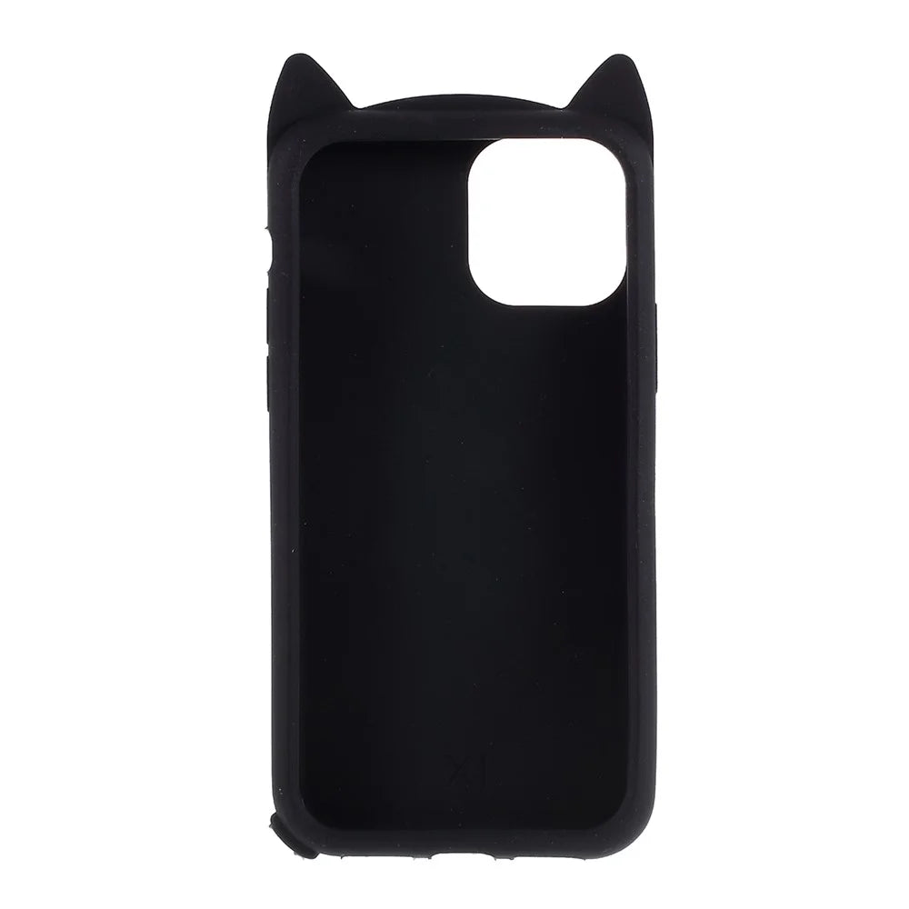 3D Mustache Cat Silicone Soft Case Phone Cover for iPhone 11 6.1 inch - Black - 3