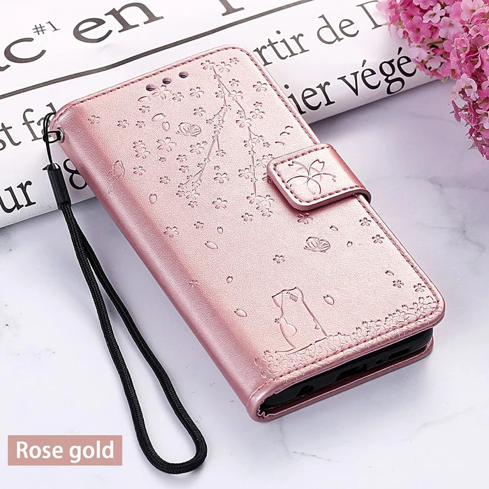 Imprint Flower Leather Wallet Phone Casing for iPhone 11 6.1 inch - Rose Gold - 7
