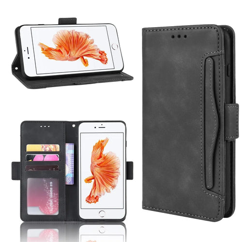 Leather Wallet Stand Phone Shell Cover with Multiple Card Slots Shell for iPhone 6/6s 4.7-inch - Black - 1
