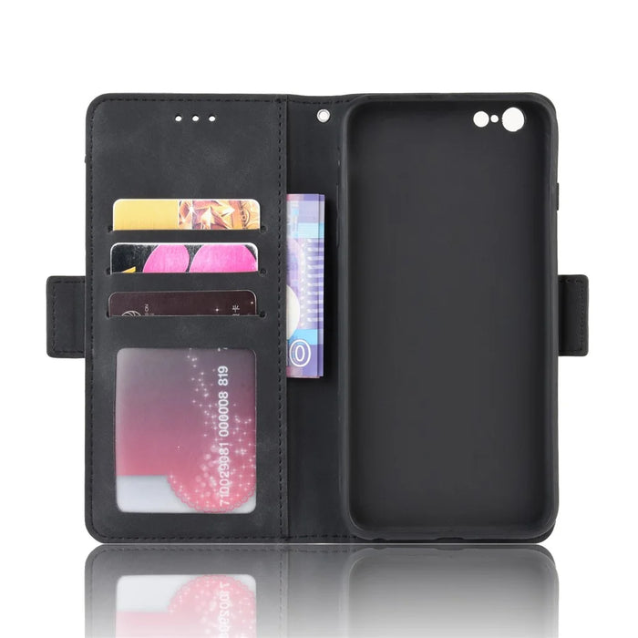Leather Wallet Stand Phone Shell Cover with Multiple Card Slots Shell for iPhone 6/6s 4.7-inch - Black - 3