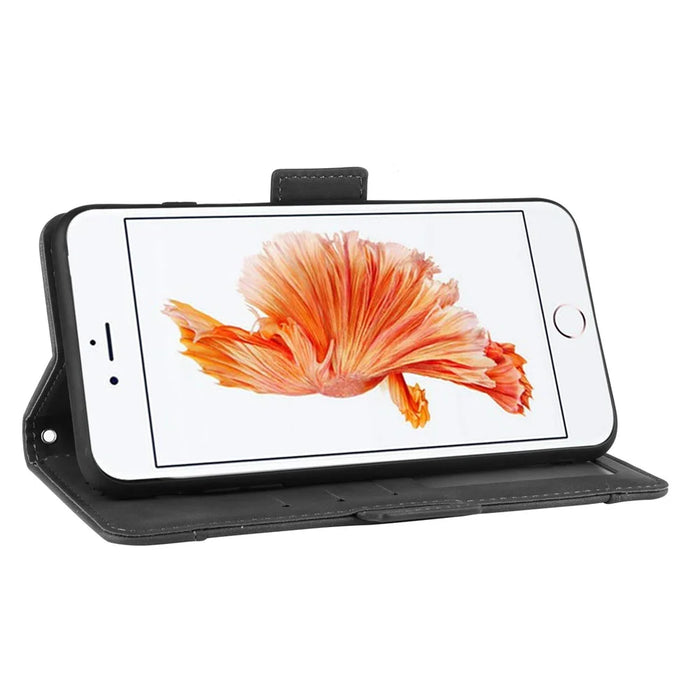 Leather Wallet Stand Phone Shell Cover with Multiple Card Slots Shell for iPhone 6/6s 4.7-inch - Black - 5
