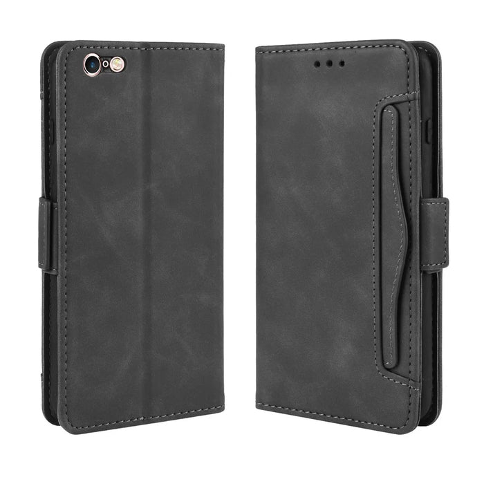 Leather Wallet Stand Phone Shell Cover with Multiple Card Slots Shell for iPhone 6/6s 4.7-inch - Black - 7