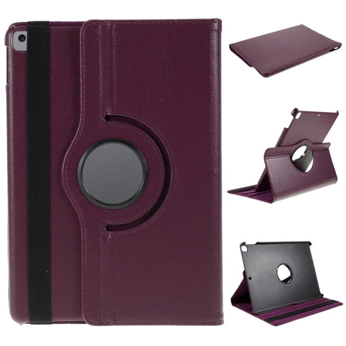 Leather Case for iPad 10.2 (2021) / (2020) / (2019) / Air 10.5 inch (2019) / Pro 10.5 inch (2017) Litchi Texture Rotating Stand Cover - Purple - 1