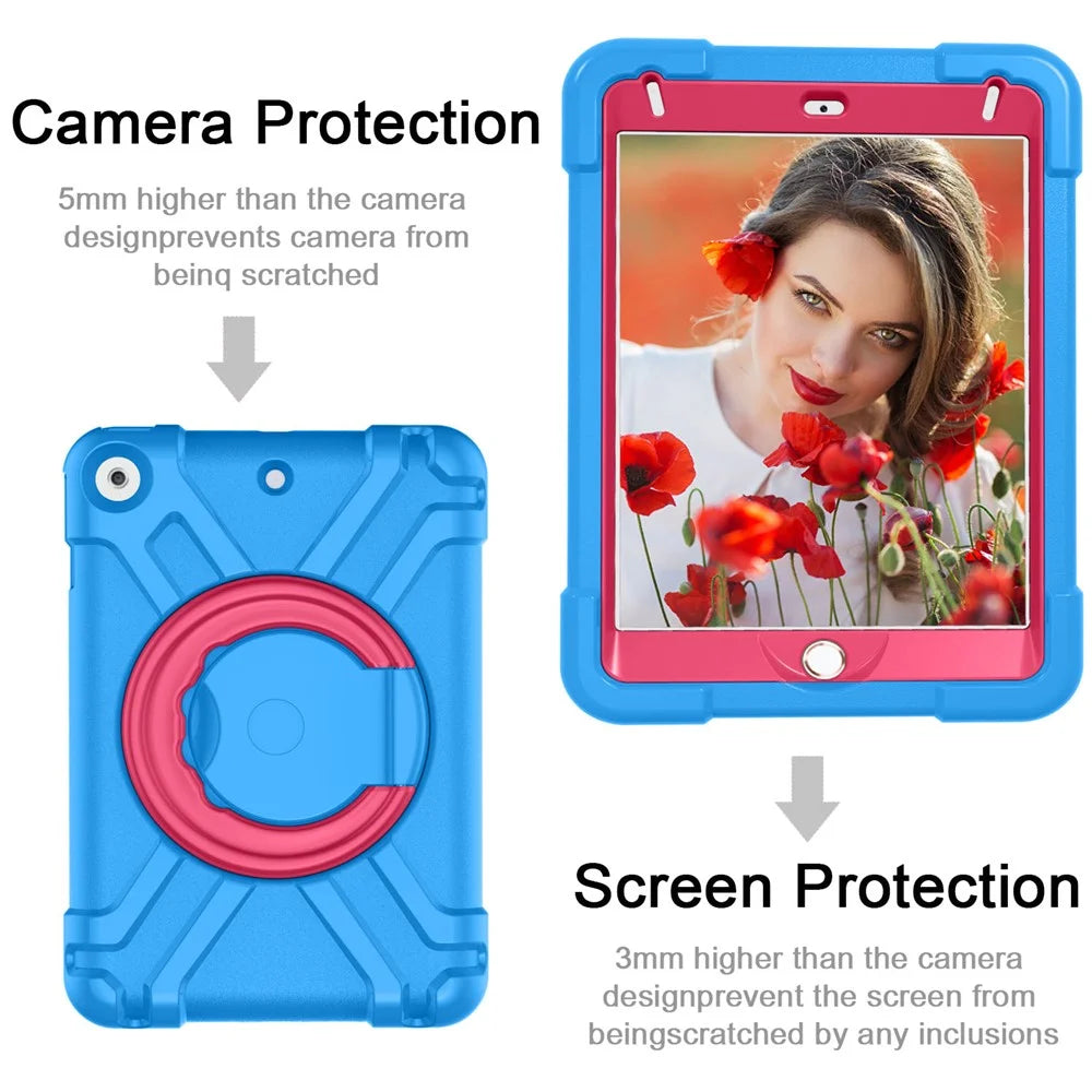 360° Swivel Kickstand PC + Silicone Tablet Shell for iPad mini (2019) 7.9 inch / mini 4 - Blue/Rose - 2