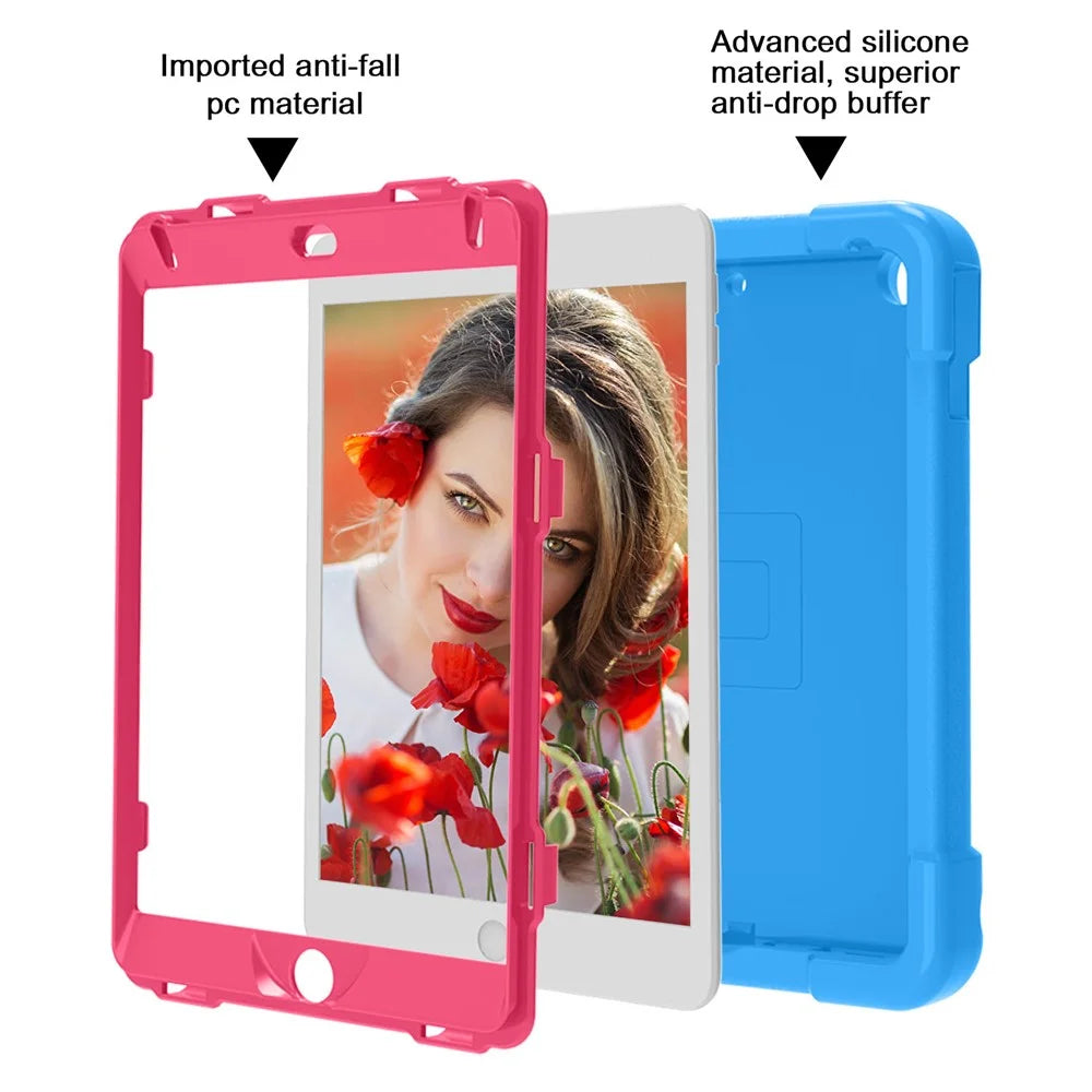 360° Swivel Kickstand PC + Silicone Tablet Shell for iPad mini (2019) 7.9 inch / mini 4 - Blue/Rose - 3