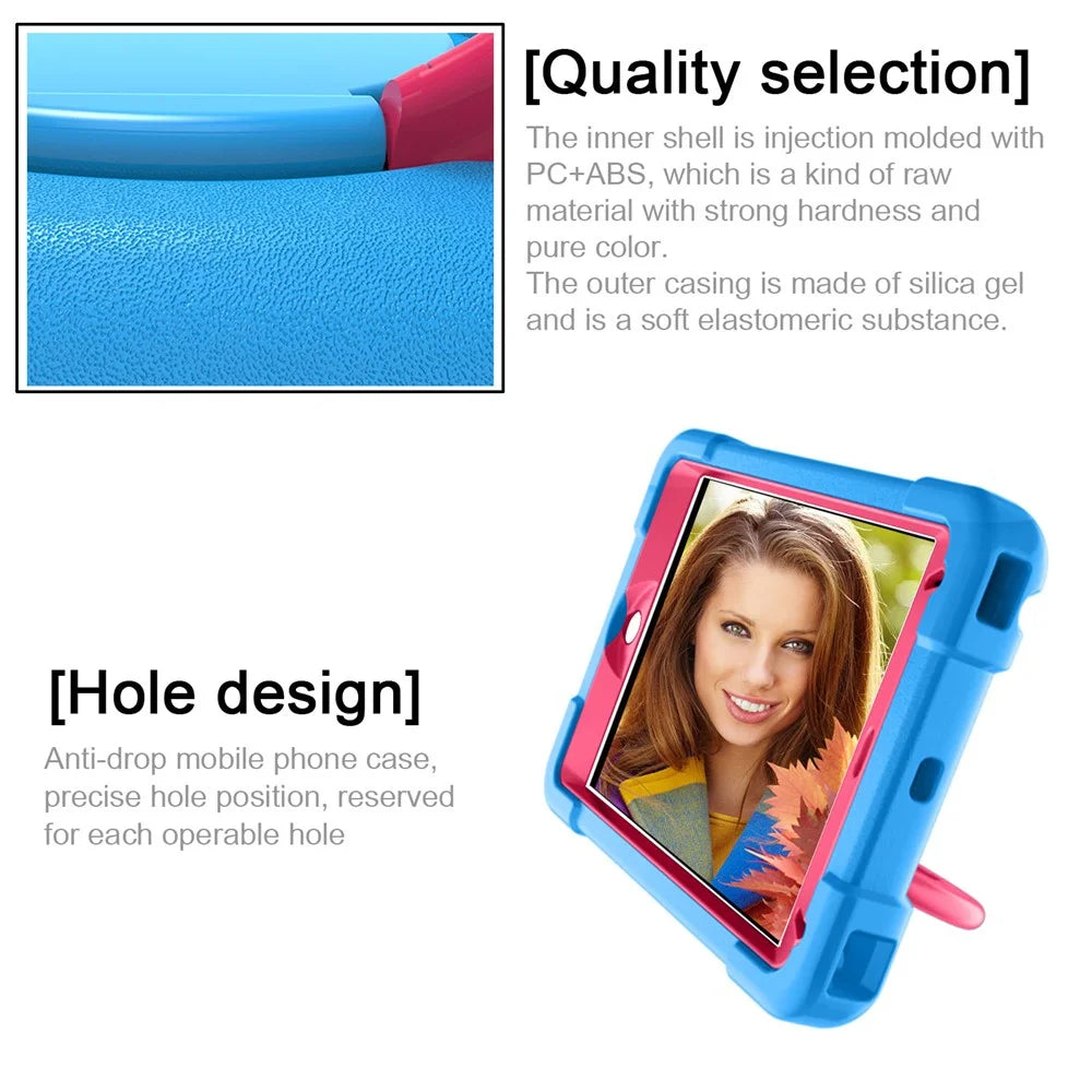 360° Swivel Kickstand PC + Silicone Tablet Shell for iPad mini (2019) 7.9 inch / mini 4 - Blue/Rose - 6
