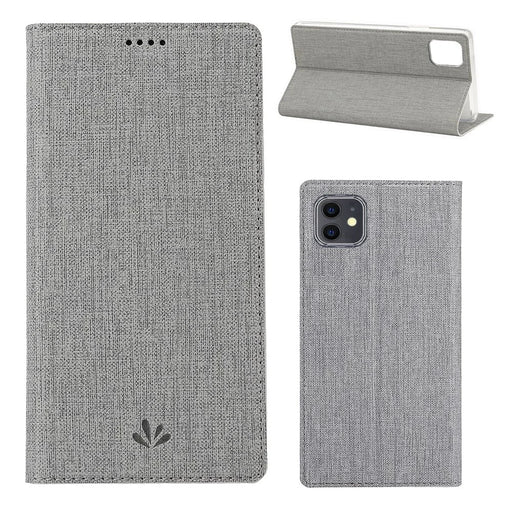 VILI DMX Cross Texture Stand Leather Card Holder Case for iPhone 11 6.1 inch - Grey - 1