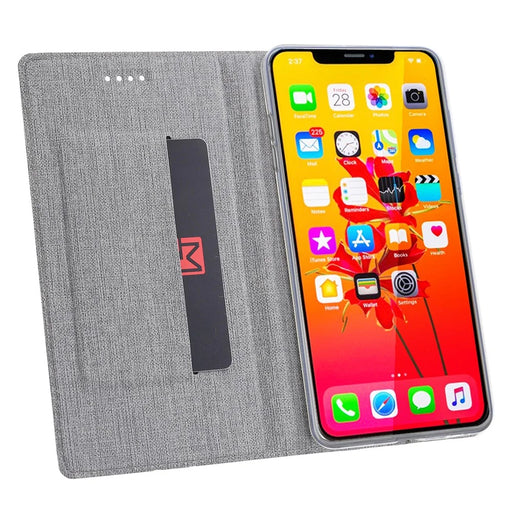 VILI DMX Cross Texture Stand Leather Card Holder Case for iPhone 11 6.1 inch - Grey - 2